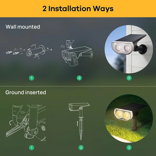Alt view image 6 of 7 - Solar Spotlights Outdoor Waterproof Dusk to Dawn Warm White 10 Pack StarrayS Mini, 2 Lighting Modes, 3000K, IP65, Adjustable Head for Landscape Garden Yard Patio Flag Tree Backyard Pathway