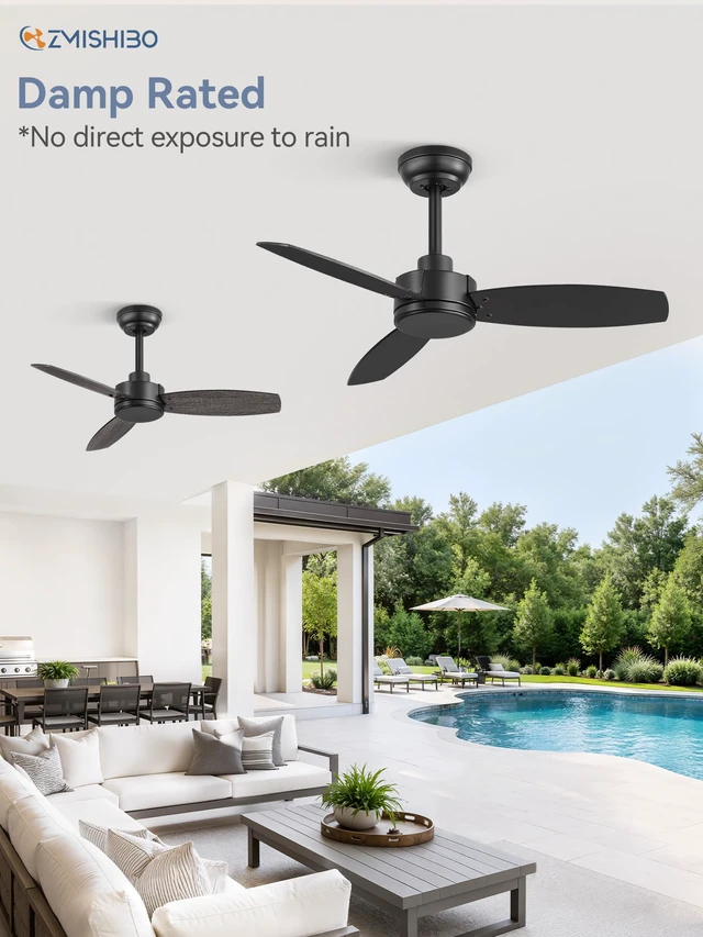 Alt view image 7 of 7 - 2 Pack 36 Inch Black Ceiling Fans no Light with Remote, 6 Speeds Quiet Reversible DC Motor, Ceiling Fan without Light, Indoor/Outdoor, for Patio, Bedroom, Living Room