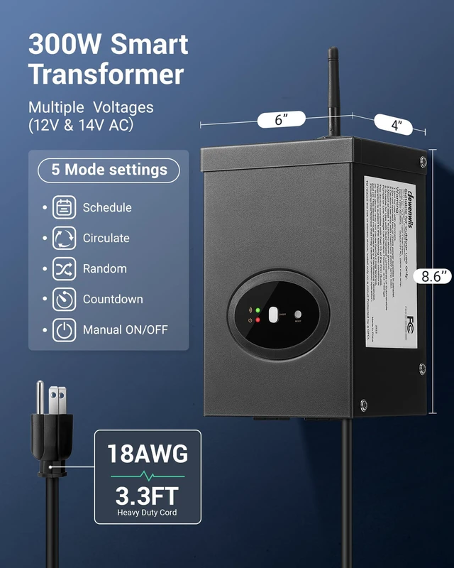 Alt view image 7 of 7 - 300W Smart Low Voltage Transformer, Compatible with Alexa and Google Home, 120V AC to 12V AC for LED Landscape Lights, Outdoor Lighting, ETL Listed, Waterproof, Schedule and Timer
