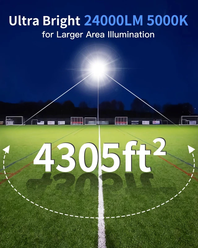 Alt view image 2 of 7 - 24000LM 200W LED Flood Light Outdoor Plug in, IP66 for Yard Garage, 5000K LED Floodlight with 6ft Wire, Super Brighter Security Light, Waterproof Work Light for Backyard Garden Stadium, 2 Pack