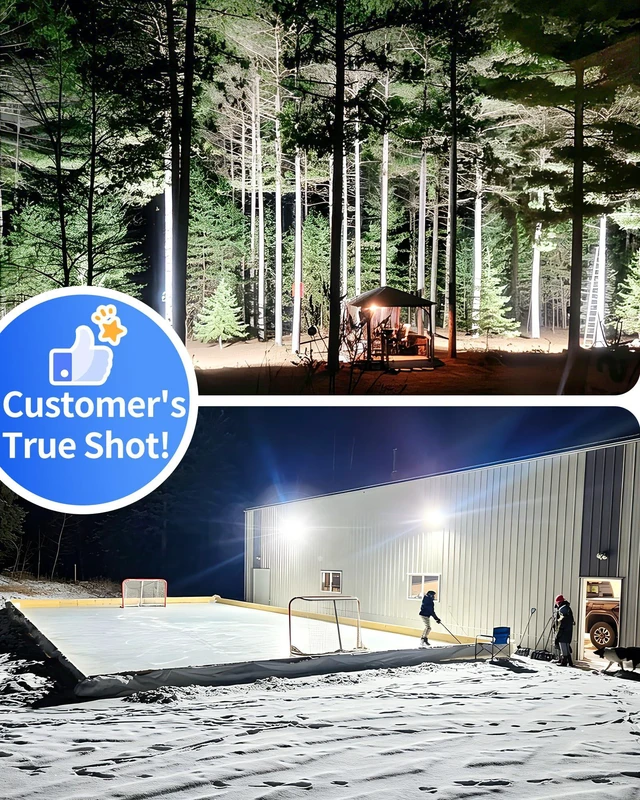 Alt view image 4 of 7 - 24000LM 200W LED Flood Light Outdoor Plug in, IP66 for Yard Garage, 5000K LED Floodlight with 6ft Wire, Super Brighter Security Light, Waterproof Work Light for Backyard Garden Stadium, 2 Pack