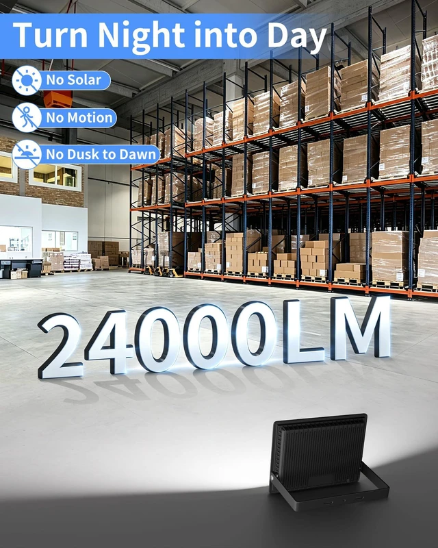 Alt view image 5 of 7 - 24000LM 200W LED Flood Light Outdoor Plug in, IP66 for Yard Garage, 5000K LED Floodlight with 6ft Wire, Super Brighter Security Light, Waterproof Work Light for Backyard Garden Stadium, 2 Pack