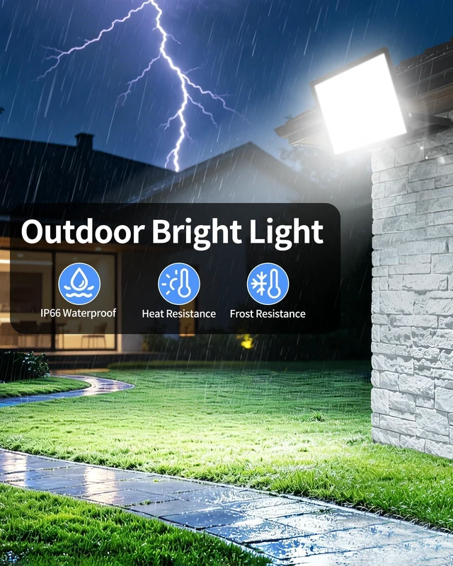 Alt view image 7 of 7 - 24000LM 200W LED Flood Light Outdoor Plug in, IP66 for Yard Garage, 5000K LED Floodlight with 6ft Wire, Super Brighter Security Light, Waterproof Work Light for Backyard Garden Stadium, 2 Pack