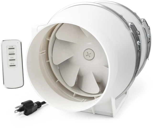 Main image of 6 Inch Duct Fan with Remote Control Inline Ventilation Exhaust Fan 390 CFM Airflow | Low Noise | Durable Motor | Safety Protection| for Grow Tent, Bathroom, Hydroponics, 3D Printer, Kitchen