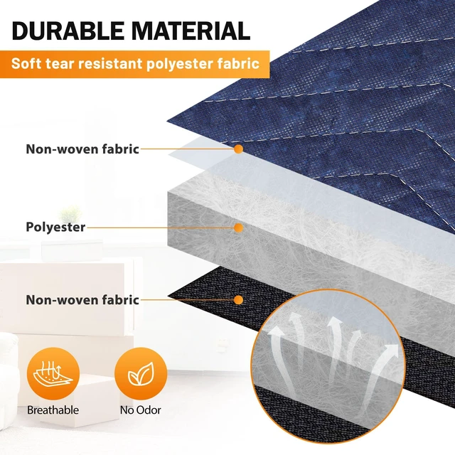 Alt view image 6 of 7 - 12 Moving Packing Blankets 80 x 72 Inches (35 lb/dz) Heavy Duty Moving Pads for Protecting Furniture Professional Quilted Shipping Furniture Pads (Dark Blue 12PCS)