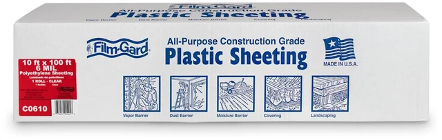 Main image of 626033 Construction Plastic Sheeting 10' Width X 100' Length X 6 mil Thick, Clear, 1 Count