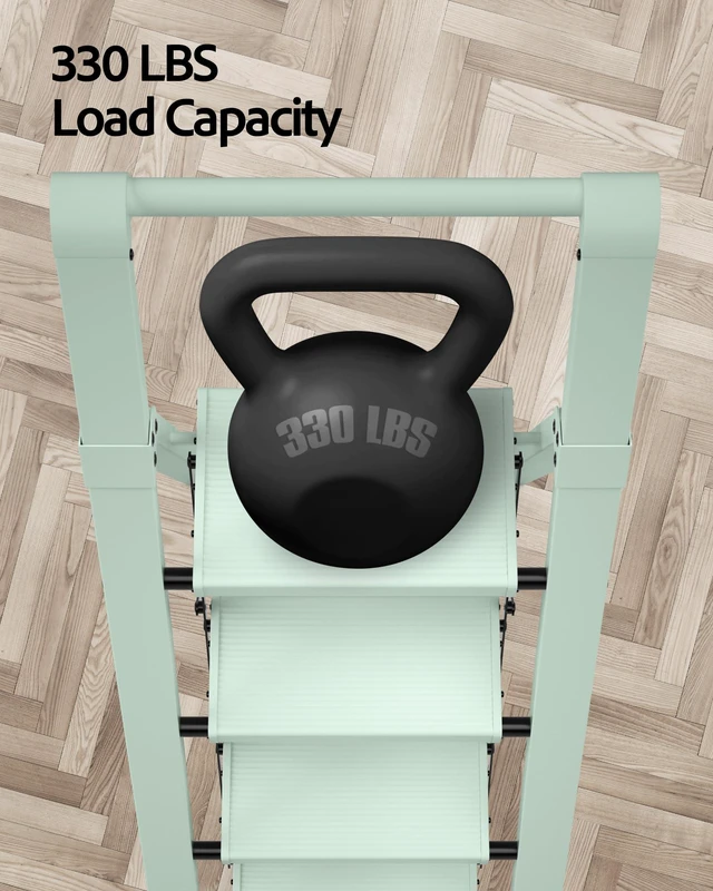 Alt view image 4 of 7 - 4 Step Ladder,Aluminum Step Stool Foldable-Fairyland Green Lightweight Folding Ladder with Convenient Handgrip,Wide Top Pedal,330lbs Capacity Stepladder for Home,Office,Kitchen