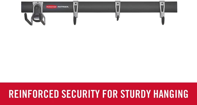 Alt view image 2 of 7 - FastTrack Garage Storage Utility Hooks 5 Piece Black All in One Rail Hook Kit and Tool Organizer Heavy Duty for Home/Garage/Shed/Garden