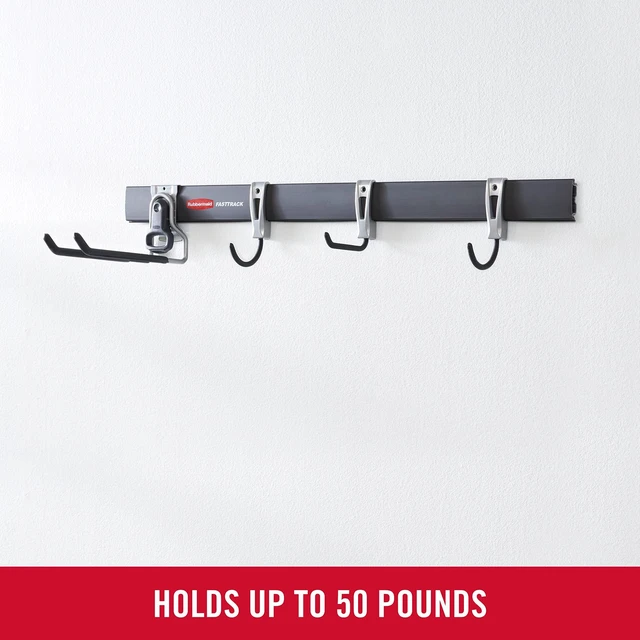 Alt view image 4 of 7 - FastTrack Garage Storage Utility Hooks 5 Piece Black All in One Rail Hook Kit and Tool Organizer Heavy Duty for Home/Garage/Shed/Garden