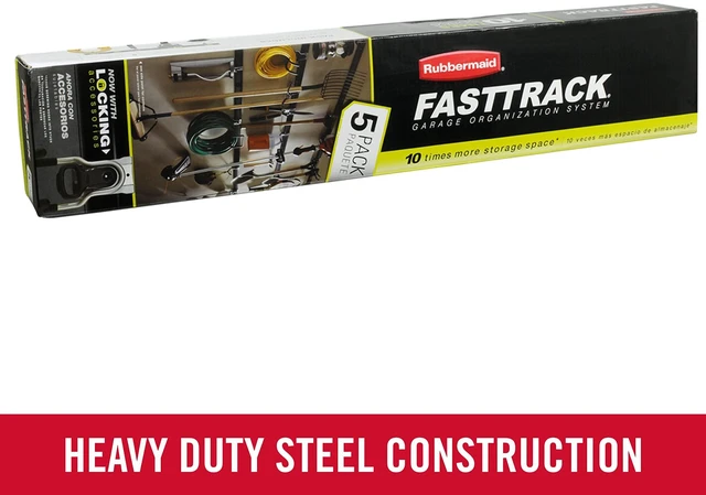 Alt view image 6 of 7 - FastTrack Garage Storage Utility Hooks 5 Piece Black All in One Rail Hook Kit and Tool Organizer Heavy Duty for Home/Garage/Shed/Garden