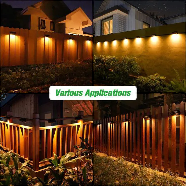 Alt view image 2 of 7 - Solar Fence Lights - Outdoor Waterproof Warm White & Daylight White LED Solar Lights for Backyard, Deck, Stair Handrail and Wall (8 Packs, Plus Size)