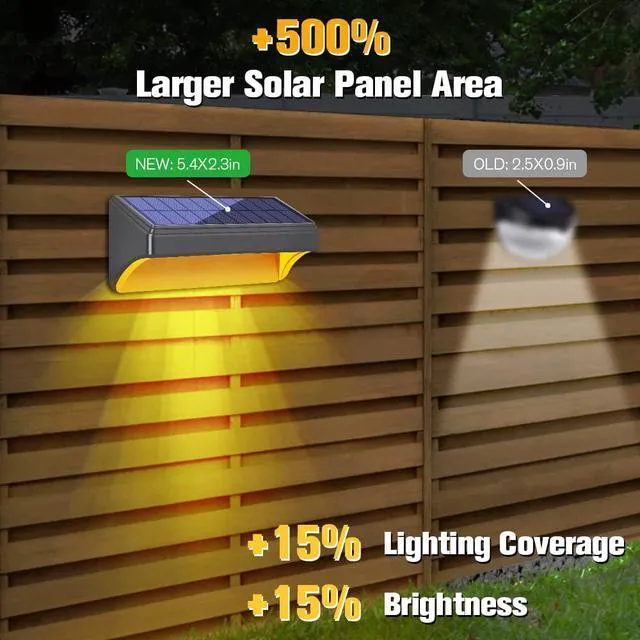 Alt view image 4 of 7 - Solar Fence Lights - Outdoor Waterproof Warm White & Daylight White LED Solar Lights for Backyard, Deck, Stair Handrail and Wall (8 Packs, Plus Size)