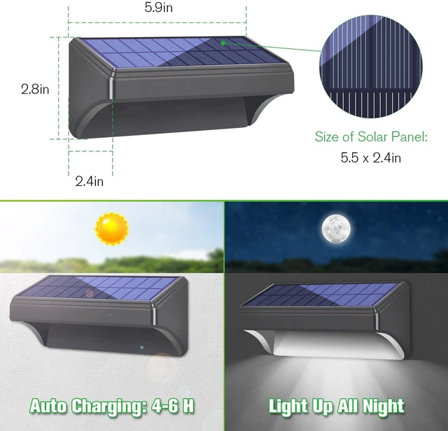 Alt view image 7 of 7 - Solar Fence Lights - Outdoor Waterproof Warm White & Daylight White LED Solar Lights for Backyard, Deck, Stair Handrail and Wall (8 Packs, Plus Size)