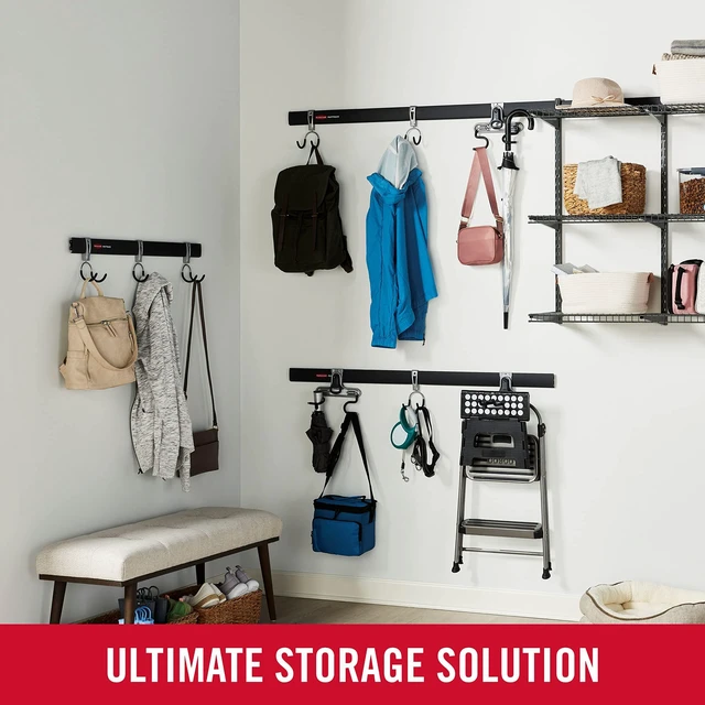 Alt view image 7 of 7 - FastTrack Garage Storage Utility Hooks 5 Piece Black All in One Rail Hook Kit and Tool Organizer Heavy Duty for Home/Garage/Shed/Garden