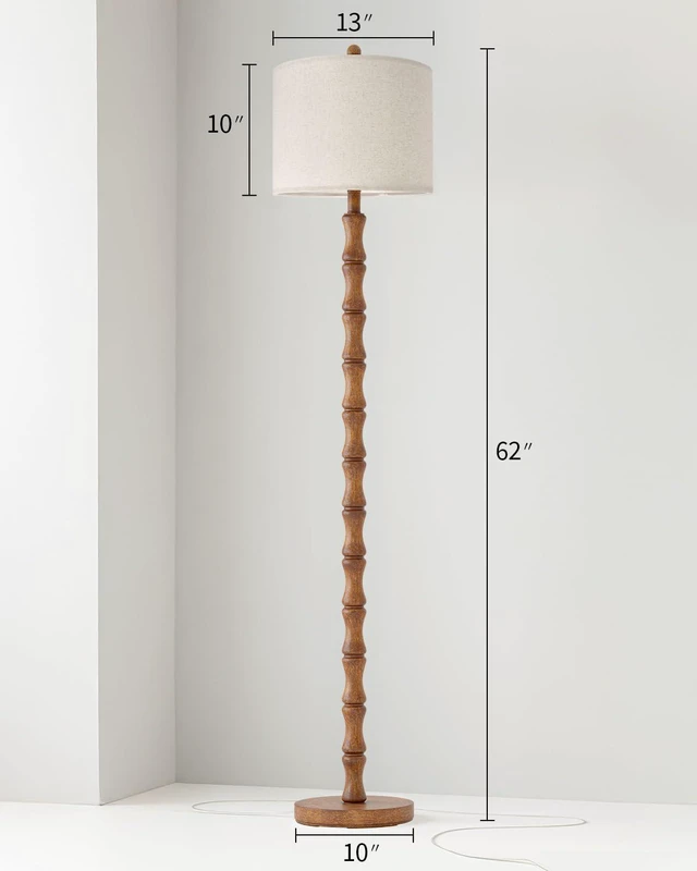 Alt view image 3 of 7 - 62" Rustic Floor Lamp for Living Room, Retro Farmhouse Floor Lamp Rotary Switch, Resin Standing Lamp for Living Room, Corner, Dining Room, Bedroom, Home Decor