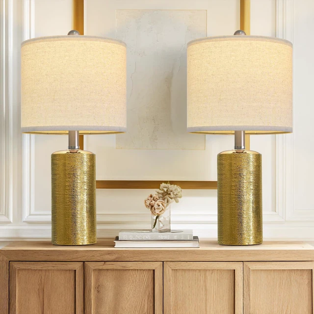 Main image of Small Table Lamps Set of 2 for Living Room 20.25" Gold Lamps Bedside Lamps Ceramic Lamps for Night Stands, Table Lamps for Bedroom, Mid Century Modern Boho Farmhouse Nightstand Nursery Side Table Lamp