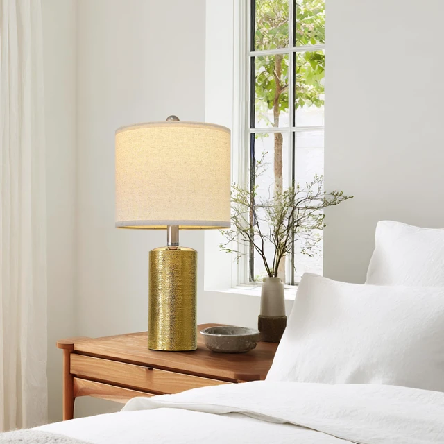 Alt view image 4 of 7 - Small Table Lamps Set of 2 for Living Room 20.25" Gold Lamps Bedside Lamps Ceramic Lamps for Night Stands, Table Lamps for Bedroom, Mid Century Modern Boho Farmhouse Nightstand Nursery Side Table Lamp