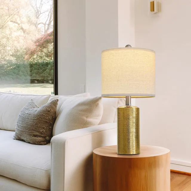 Alt view image 5 of 7 - Small Table Lamps Set of 2 for Living Room 20.25" Gold Lamps Bedside Lamps Ceramic Lamps for Night Stands, Table Lamps for Bedroom, Mid Century Modern Boho Farmhouse Nightstand Nursery Side Table Lamp