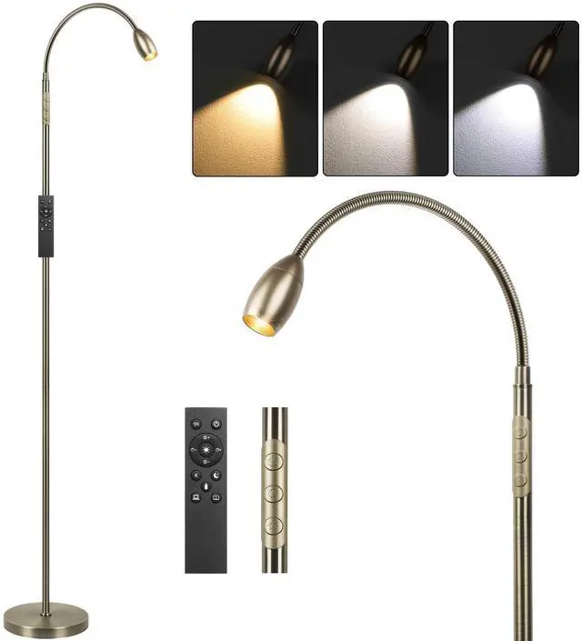 Main image of Reading Floor Lamp, 72" LED Dimmable Lamp with Gooseneck,Zoomable Spotlight Adjustable Color Beam Standing Lamp, Touch & Remote Control, Task Craft, Sewing, Bedroom Living Room, Office, Bronze