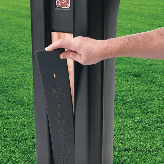 Alt view image 4 of 4 - MailMaster Plus Mailbox & Post, Weather Resistant, Large Outdoor Mailboxes, Made of Durable Plastic, Easy to Install, Flag Included, Black