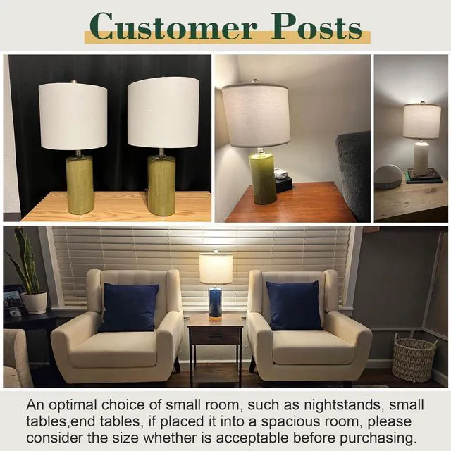 Alt view image 6 of 7 - Small Table Lamps Set of 2 for Living Room 20.25" Blue Lamps Bedside Lamps Ceramic Lamps for Night Stands, Table Lamps for Bedroom, Mid Century Modern Boho Farmhouse Nightstand Nursery Side Table Lamp