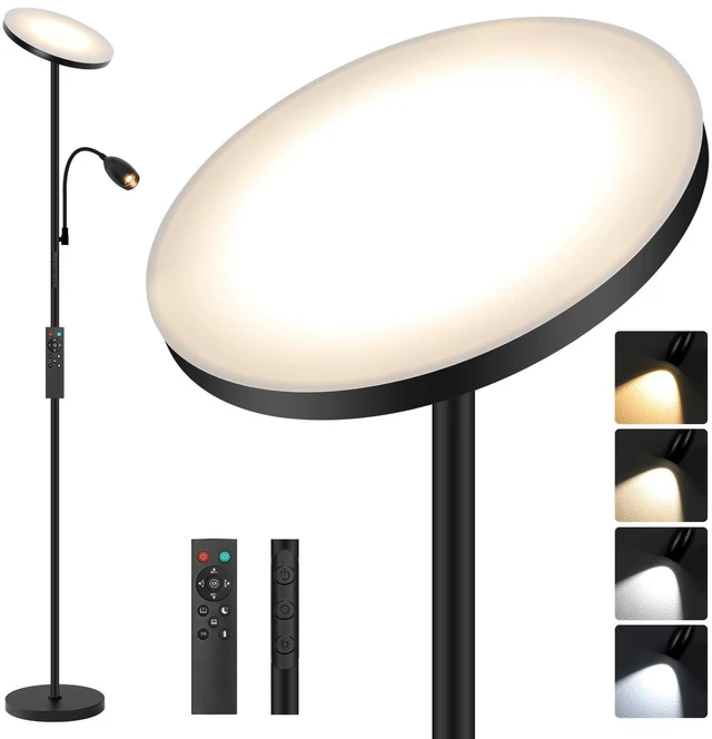 Main image of Reading Floor Lamp, 72" Tall LED Lamp with Flexible Gooseneck, Dimmable Zoomable Spotlight, Adjustable Color Beam Torchiere Lamp, Touch & Remote Control, Task Craft Bedroom Living Room, Matte Black