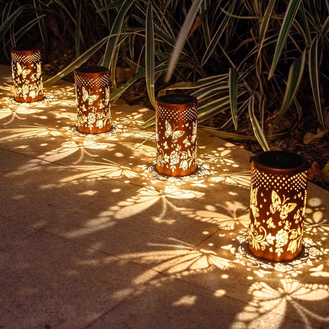 Main image of Birthday Gifts for Women, Solar Lanterns, Butterfly, 4 Pack Solar Lanterns Outdoor Waterproof, Metal Hanging Lights, IP65 Waterproof, LED Decorative Lantern, Garden Decor, Gifts for Mom