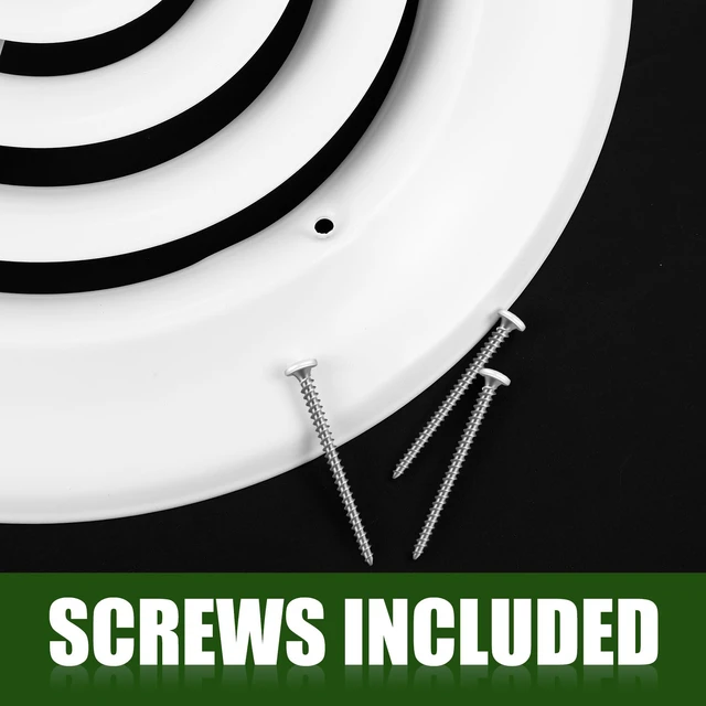 Alt view image 4 of 7 - 2 Pcs 10 Inch Round Vent Cover, White Ceiling Diffuser with Screws Outer Dimensions 13-15/16", HVAC Vent Duct Register Cover, Replacement Exhaust Fan Covers for Home Office Kitchen Ventilation