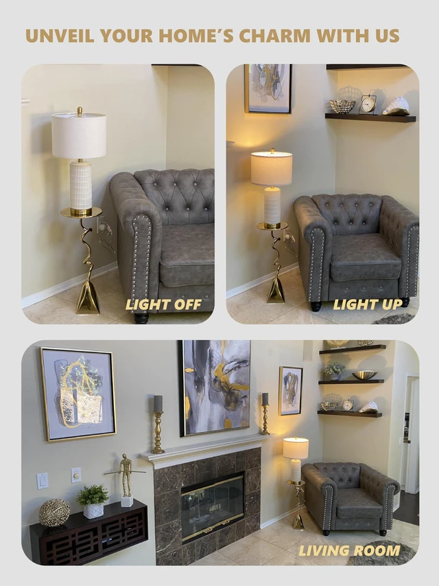 Alt view image 2 of 7 - Touch Bedside Table Lamps with 2 USB for Bedroom Living Room, 25'' Nightstand lamps Set of 2, 3 way dimmable with 2 bulbs, durable white ceramic, farmhouse & modern style for side table