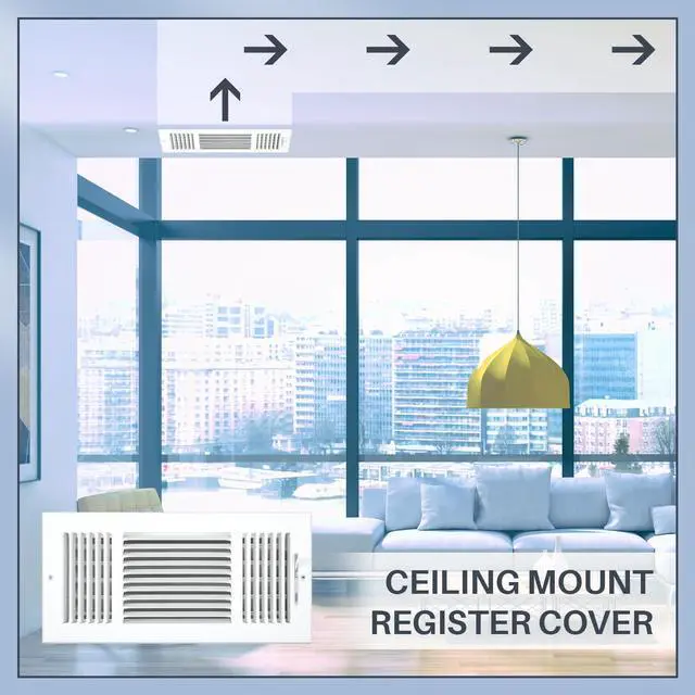 Alt view image 7 of 7 - 6 Pack Wall Vent Covers Interior Size 14 X 6 Inch, White Steel 3 Way Adjustable Air Flow, Steel Construction for Ceiling Sidewall Bathroom Office HVAC, Durable Register Grilles
