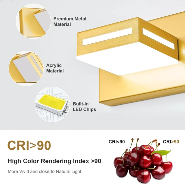 Alt view image 4 of 7 - LED Bathroom Vanity Light Fixtures, 40-inch 5-Light Gold Rotatable Modern Vanity Lights for Bathroom Lighting Fixtures Over Mirror, 6000K Cool White Wall Light, No Assembly Needed