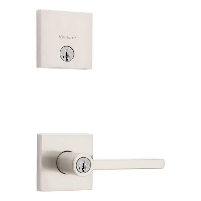 Alt view image 2 of 6 - 991 Halifax Keyed Entry Lever and Single Cylinder Deadbolt Combo Pack Featuring SmartKey and Microban in Satin Nickel