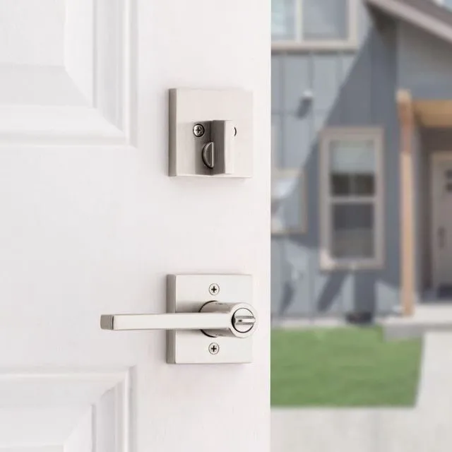 Alt view image 5 of 6 - 991 Halifax Keyed Entry Lever and Single Cylinder Deadbolt Combo Pack Featuring SmartKey and Microban in Satin Nickel