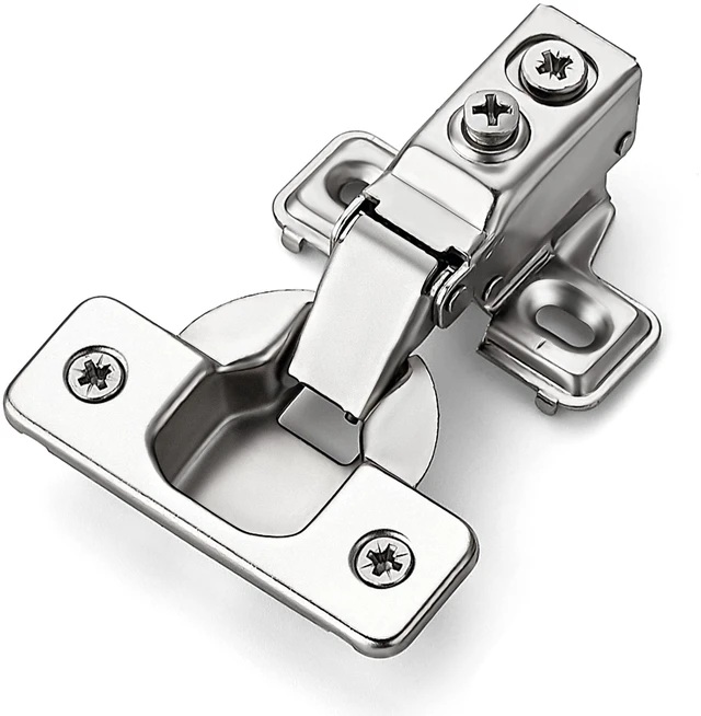 Main image of Short Arm Kitchen Cabinet Hinges,5/8 Inch Overlay,60 Pack 30 Pairs Brushed Nickel, Soft Close Motion, Concealed Cabinet Fit, 105 Degree Opening Angle, with Mounting Screws, for Face Frame Door