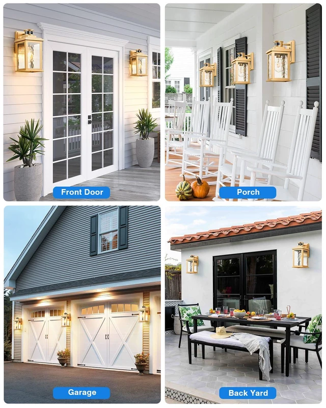 Alt view image 7 of 7 - Motion Sensor Porch Lights, Outdoor Light Fixtures Wall Mount Dusk to Dawn, Gold Waterproof Exterior Lights for House, Outdoor Wall Lights for House, Doorway, Patio, Anti-Rust (Pack of 2)