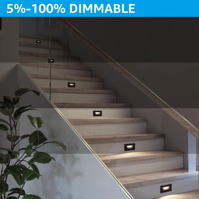 Alt view image 3 of 7 - 6-Pack 5CCT 120V LED Step Lights, Horizontal, Oil Rubbed Bronze 150LM, 5%-100% Dimmable, CRI90, ETL, Indoor Outdoor Stair Lights, Wet Location, 2700K/3000K/3500K/4000K/5000K, Aluminum