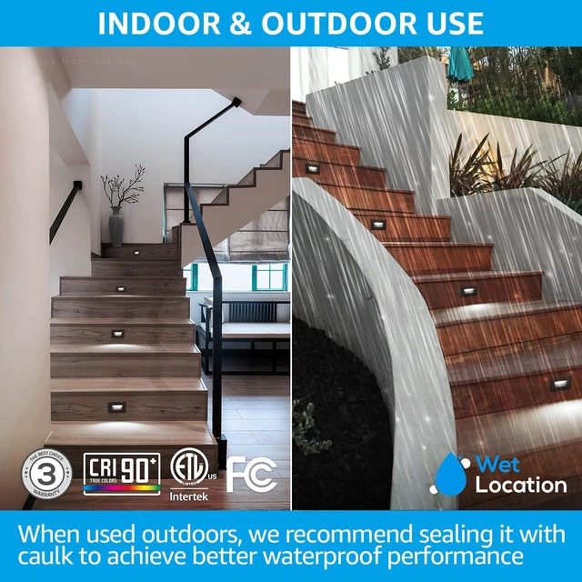 Alt view image 4 of 7 - 6-Pack 5CCT 120V LED Step Lights, Horizontal, Oil Rubbed Bronze 150LM, 5%-100% Dimmable, CRI90, ETL, Indoor Outdoor Stair Lights, Wet Location, 2700K/3000K/3500K/4000K/5000K, Aluminum