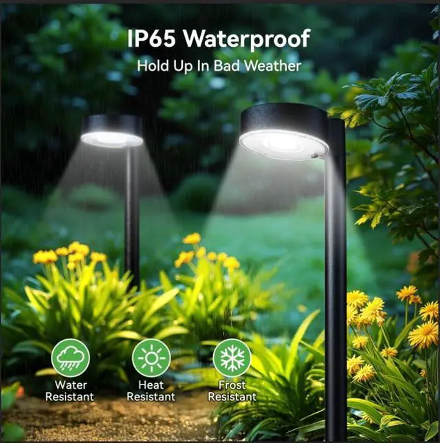 Alt view image 4 of 7 - 12 Pack Solar Pathway Lights Outdoor, 12 Brighter LED Solar Lights Outdoor Waterproof, Up to 12 Hrs Modern Path Light for Yard Garden Walkway Driveway Lawn, Cool White
