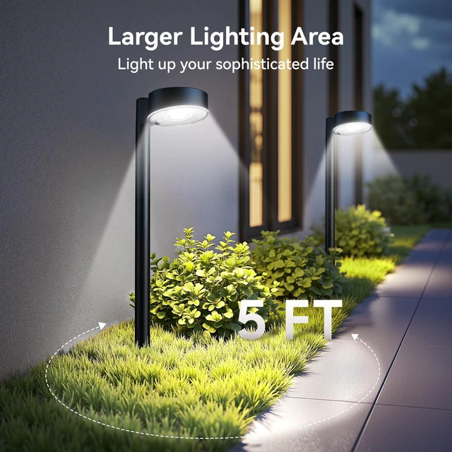 Alt view image 3 of 7 - 12 Pack Solar Pathway Lights Outdoor, 12 Brighter LED Solar Lights Outdoor Waterproof, Up to 12 Hrs Modern Path Light for Yard Garden Walkway Driveway Lawn, Cool White