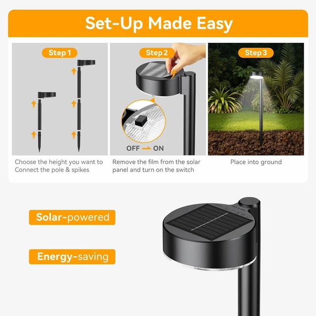Alt view image 6 of 7 - 12 Pack Solar Pathway Lights Outdoor, 12 Brighter LED Solar Lights Outdoor Waterproof, Up to 12 Hrs Modern Path Light for Yard Garden Walkway Driveway Lawn, Cool White