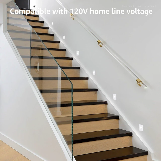 Alt view image 7 of 7 - 6-Pack 5CCT 120V LED Step Lights, Vertical, White 150LM, 5%-100% Dimmable, CRI90, ETL, Indoor Outdoor Stair Lights, Wet Location, 2700K/3000K/3500K/4000K/5000K, Aluminum
