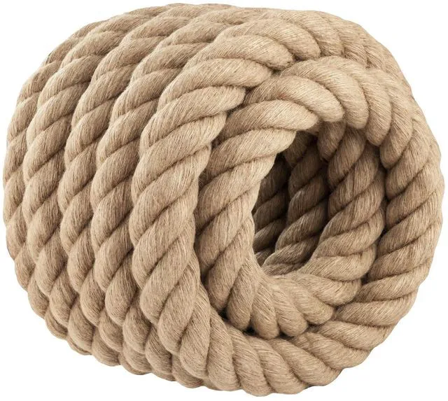 Main image of Thick Jute Rope Heavy Duty - 2inch 25ft Natural Twisted Manila Hemp Ropes Indoor and Outdoor Decorative Kits for Crafts Porch Swing Nautical Tug of War Deer Hunting Landscaping