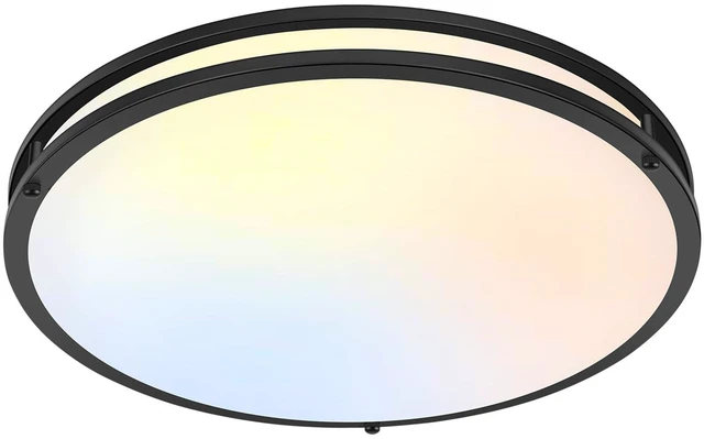Main image of LED Flush Mount Ceiling Light Fixture 50W 5CCT Dimmable 18 Inch 6000LM Selectable 2700K Warm White-6500K Adjustable Round Black Ceiling Lamps for Hallway Bedroom Bathroom Kitchen Offices