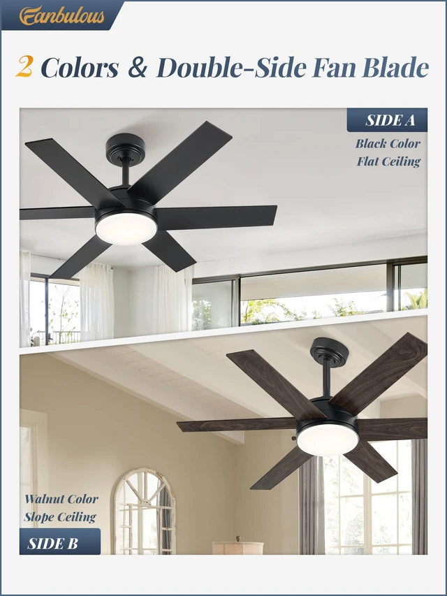 Alt view image 5 of 7 - 42" Outdoor Ceiling Fans with Lights, Dimmable 3CCT, Black with Remote, Reversible DC Motor, 6 Blades, 6 Speed, for Indoor, Outdoor, Patios