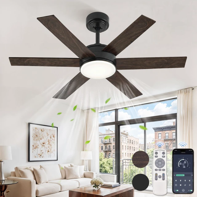 Main image of 42" Outdoor Ceiling Fans with Lights, Dimmable 3CCT, Brown with Remote, Reversible DC Motor, 6 Blades, 6 Speed, for Indoor, Outdoor, Patios