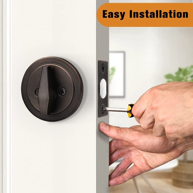 Alt view image 6 of 7 - Keyed Alike Single Cylinder Deadbolts Oil Rubbed Bronze(Combo Packs), One Side Keyed Deadbolts, Interior& Exterior Door Lock for Entrance Lock and Front Gate, 4 Pack