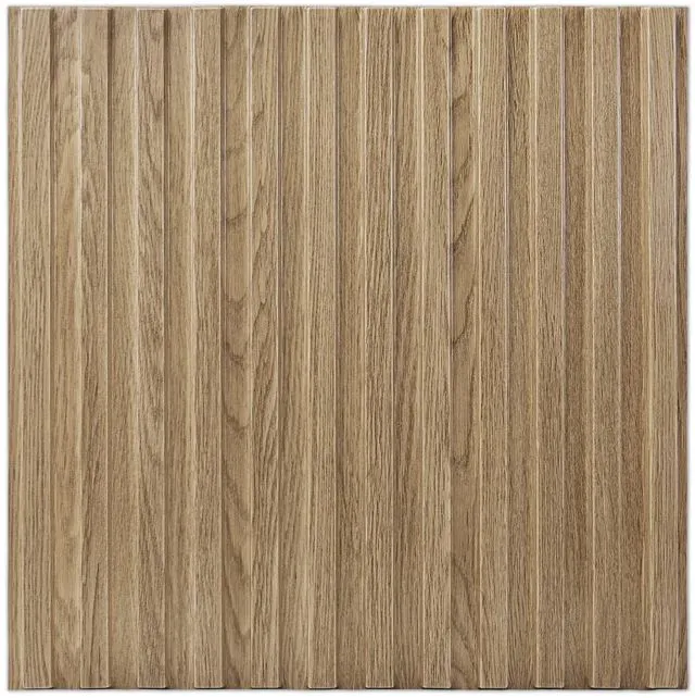 Alt view image 2 of 7 - 3D Fluted Textured Slat Wall Panels, 19.7 x 19.7 in, 12-Pack, Walnut PVC, Waterproof, Scratch Proof, Wipeable, Break-Proof, Ideal for Home, Office and Commercial Spaces