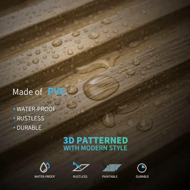 Alt view image 5 of 7 - 3D Fluted Textured Slat Wall Panels, 19.7 x 19.7 in, 12-Pack, Walnut PVC, Waterproof, Scratch Proof, Wipeable, Break-Proof, Ideal for Home, Office and Commercial Spaces
