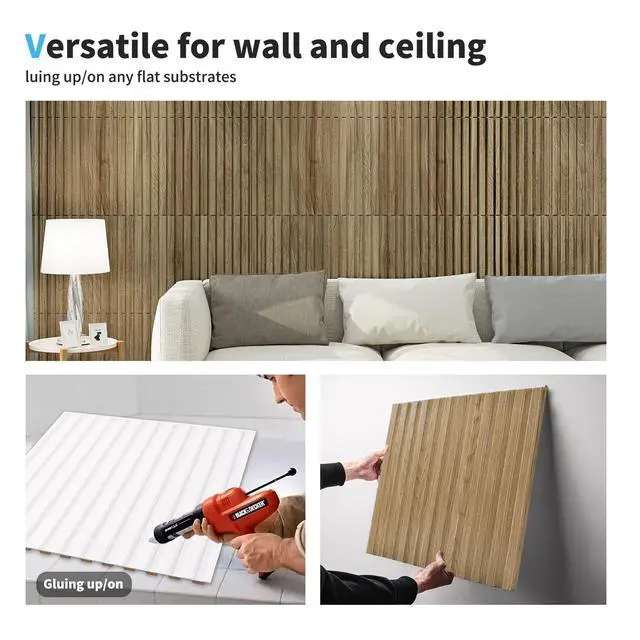 Alt view image 7 of 7 - 3D Fluted Textured Slat Wall Panels, 19.7 x 19.7 in, 12-Pack, Walnut PVC, Waterproof, Scratch Proof, Wipeable, Break-Proof, Ideal for Home, Office and Commercial Spaces