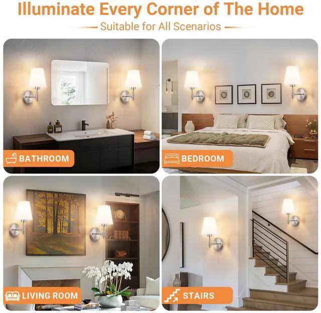 Alt view image 7 of 7 - Peel and Stick Wall Sconces, Stick On Wall Sconce Set of 2, Battery Operated Wireless Adhesive Wall Lights, Corn Bulb with 10000mAh Battery, Easy Install for Bedroom Living Room Wall Decor